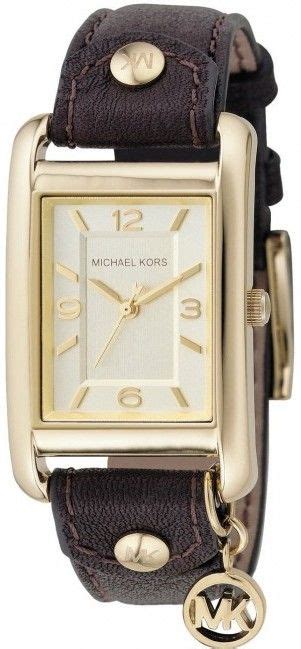 michael kors watches ladies leather rectangle with charm|Michael Kors watch leather strap.